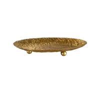 Hammered Tray Wrought Iron Desktop Storage Tray with Hammer Texture Golden Key Plate Wrinkle Design Sundries Organizer for Coffee and Jewellery