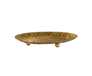 Hammered Tray Wrought Iron Desktop Storage Tray with Hammer Texture Golden Key Plate Wrinkle Design Sundries Organizer for Coffee and Jewellery