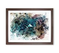 Hammerhead Shark In Abstract Modern Art Framed Print | A3 Walnut Framed Wall Art | Ready to Hang | Abstract Animal Picture | Living Room Bedroom Lounge Office