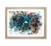 Hammerhead Shark In Abstract Modern Art Framed Wall Art Print, Ready to Hang Picture for Living Room Bedroom Home Office Décor, Oak A3 (46 x 34 cm)