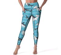 Hammerhead Shark Pattern Yoga Pants For Women High Waist Leggings with Pockets For Gym Workout Tights