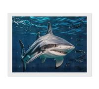 Hammerhead Shark Scans The Ocean Diamond Painting Kits for Adults 12"x16" DIY Paint by Numbers for Adults Beginner, Horizontal Version Diamond Dots Paintings, Picture Arts Craft for Home Wall Decor