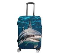 Hammerhead Shark Scans The Ocean Suitcase Covers for Luggage - Elastic Luggage Cover Protector, Double-sided Washable Suitcases Sleeve for 19-32 Inch Luggage, white, XL, Hammerhead Shark Scans the
