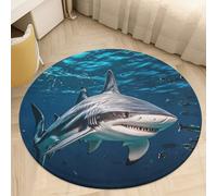 Hammerhead Shark Scans The Ocean Welcome Door Mat, Non-Slip Round Front Doormat, Coral Velvet Entryway Rug, Soft Absorbent Low Profile Floor Mat for Bedroom, Office, Home Decor, 90 * 90cm