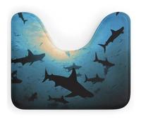 Hammerhead Sharks Bath Mat U-Shaped Toilet Rugs Non Slip Quick Dry - Super Absorbent 16" X 20" Ultra Thin Floor Mats for Bathroom Bedroom Living Room