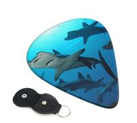 Hammerhead Sharks Guitar Picks 6 Pcs, 0.46mm Thickness Celluloid Plectrum with Leather Picks Holder, Personalized Guitar Pick for Bass Electric Acoustic Guitars Lovers Gift