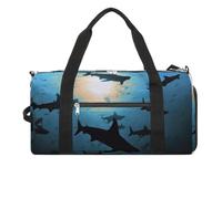 Hammerhead Sharks Gym Bag Travel Duffel Bags for Men Women Large Weekender Bags Carry On Overnight Duffle Bag with Shoe Compartment for Workout, style, One Size