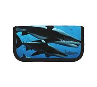 Hammerhead Sharks Large Capacity Canvas Pencil Case, Sturdy and Durable, Easy to Store in an Orderly Manner