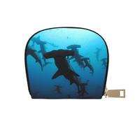 Hammerhead Sharks Leather Semi-Circular Card Bag, Compact and Convenient, Easy to Store
