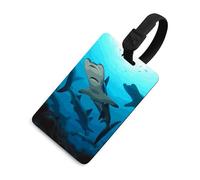 Hammerhead Sharks Luggage Tag for Suitcases TSA Approved with Name Id Card Suitcase Tags Identifiers Black Strap Clear Window Personalized Baggage Tag for Cruise Airport Travel Essentials