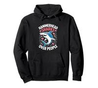 Hammerhead Sharks Over People Pullover Hoodie