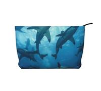 Hammerhead Sharks Print Corduroy Makeup Bags, Makeup Bag Organizer Small, Toiletry Pouch,Multifunctional Travel Makeup Bag for Women's Gift