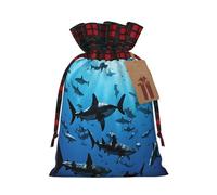 Hammerhead Sharks -Print Multi-Colored Burlap Drawstring Pouches, Eco-Friendly Bags For Parties Wedding Favors Packaging S Size