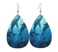 Hammerhead Sharks Printed Leather Earring For Women,Teardrop Dangle Earrings For Women Friends Valentine Birthday Party Christmas Gifts