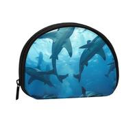 Hammerhead Sharks Printed Mini Coin Pouch, Shell Shape Zip Around Wallet, Small Zipper Pouch for Cash, Cards, Keys, Lipstick, Storage Pouch, Travel Organizer