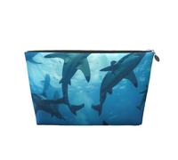 Hammerhead Sharks Printed Travel Cosmetic Bags with Silver Zipper Makeup Organizer Cosmetic Case Toiletry Bag for Women Mom Girls