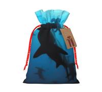 Hammerhead Sharks Printing Drawstring Christmas Bag With Kraft Tag 4.7x6.9 Inch For Halloween Wrapping Gifts