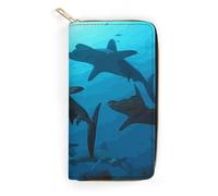 Hammerhead Sharks Slim Thin Credit Card Wallet, PU Leather Bifold Cash Wallet, Zipper Coin Pocket Id Window Wallet Storage Bag Wallet Coin Purse Pouch Change Holder Small with Zipper for Men And Women