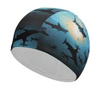 Hammerhead Sharks Swim Cap Unisex Adult Swimming Cap Non Slip Pool Hat Comfortable Durable Easy to Put On and Off Waterproof Swim Hat Keep Hair Dry
