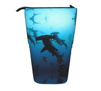 Hammerhead Sharks Vertical Retractable Pencil Case, Easy to Use, Adjustable Size According to Needs