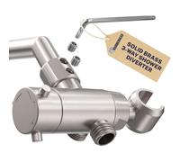 HammerHead Showers All Metal 3 Way Shower Diverter Valve with Shower Head Holder, Universal Splitter for Handheld Shower and Rain Showerhead, Brushed Nickel