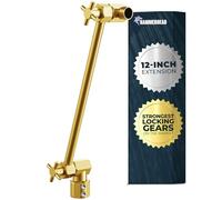 HammerHead Showers Solid Metal 12 Inch Adjustable Shower Head Extension Arm, Raises Showerhead Height, Shower Extender Arm Supports Up to 10 lbs, Brushed Gold