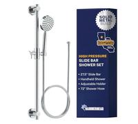 Hammerhead Showers® Solid Metal 27.5 Inch Shower Slide Bar Set and Handheld Shower Head with Hose - Chrome - 1.75 GPM Low Flow Spray Wand - Easily Adjust Height & Angle of Handshower