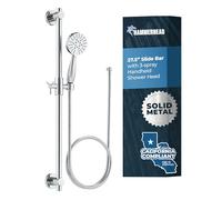 HammerHead Showers Solid Metal 27.5 Inch Shower Slide Bar with 3-Spray Handheld Shower Head with Long Hose and Holder, 1.75 GPM Low Flow Shower Head, Chrome