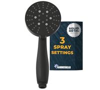 HammerHead Showers® Solid Metal 3-Spray Hand Held Shower Head, Matte Black | Select from Wide, Massage, and Mist Sprays | 2.5 GPM High Flow Handheld Showerhead | Made from 304 Stainless Steel