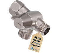HammerHead Showers® Solid Metal 3 Way Shower Diverter Valve - Shower Arm Diverter Connects Fixed and Hand Held to Shower Arm - Shower Diverter for Dual Shower Head - Shower Splitter - Brushed Nickel