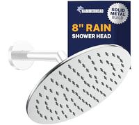 HammerHead Showers® Solid Metal 8 Inch Rainfall Shower Head - GRAY - Shower Head Rainfall - 2.5 GPM High Flow Shower Head Optimized for Pressure - Large Round Rain Shower Head
