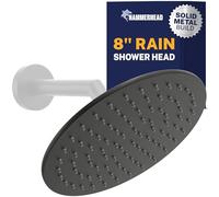 HammerHead Showers® Solid Metal 8 Inch Rainfall Shower Head - MATTE BLACK - Shower Head Rainfall - 2.5 GPM High Flow Shower Head Optimized for Pressure - Large Round Rain Shower Heads