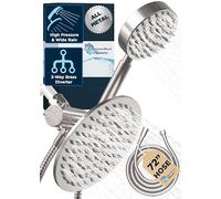 HammerHead Showers® Solid Metal Dual Shower Head Combo - BRUSHED NICKEL - 8 Inch Rainfall High Flow Shower Head & Handheld Shower Head High Pressure with Hose 6ft - Hotel-Like Double Shower Heads