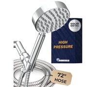 HammerHead Showers® Solid Metal Handheld Shower Head with Hose and Brass Holder - Chrome - 2.5 GPM High Pressure Shower Heads with Adjustable Shower Wand Bracket - 6ft Flexible Extension