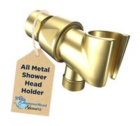 HammerHead Showers Solid Metal Handheld Showerhead Holder, Adjustable Wand Holder with Universal Wall Hook Bracket and Brass Pivot Ball, Brushed Gold
