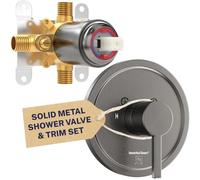 HammerHead Showers Solid Metal Single-Handle Shower Valve and Trim Kit - Volume and Temperature Control - Rough-In With Pressure Balance Valve Included (HammerHead Gray)