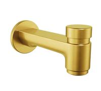 HammerHead Solid Brass Tub Spout with Spring-Loaded Diverter, 6.8" Length, 1/2" FNPT or 3/4" MNPT Thread-On Bath Tub Spout, Heavy-Duty Bathtub Faucet, Brushed Gold