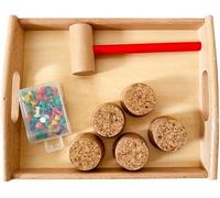 Hammering Toy Set, Practical Life Sensory Toy, Wooden Hammer & Cork Board Tap Pin Activity