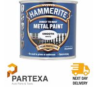 Hammerite 013 Smooth Metal Paint White 250mL 5084857
