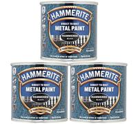 Hammerite 3 X Direct To Rust Hammered Finish Black 250Ml