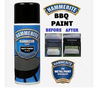 Hammerite 400ml Matt Black Barbecue BBQ Paint Aerosol Durable Heat Resistant
