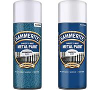 Hammerite 5084783 Metal Paint: Hammered Silver 400ml (Aerosol) & 5084785 Metal Paint: Smooth Silver 400ml (Aerosol)