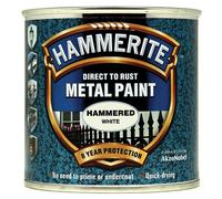 Hammerite HFW250 Direct to Rust Hammered Finish Metal Paint White 250ml