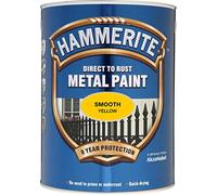 Hammerite 5084878 Smooth Direct to Rust Metal Paint 5 L - Yellow | | 5084878 3-in-1 formula allows direct application to rust without primer or undercoat; protects metal for up to 8 years.