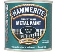 1 X Hammerite Satin Metal Paint Black 250ml DIY Garage Shed Maintenance Work