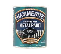 Hammerite SATBL750 Direct to Rust Satin Finish Metal Paint Black 750ml
