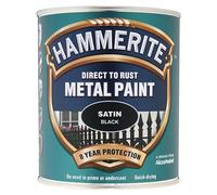 Hammerite SATBL750 Direct to Rust Satin Finish Metal Paint Black 750ml