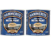 Hammerite 5092830 Direct to Rust Metal Paint - Smooth Gold Finish 750ML (Pack of 2)