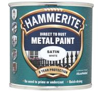 Hammerite SAFW250 Direct to Rust Satin Finish Metal Paint White 250ml