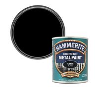 Hammerite SATBL750 Direct to Rust Satin Finish Metal Paint Black 750ml